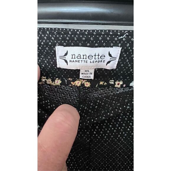 NANETTE LEPORE WOMEN PANT LEGGINGS BLACK SILVER SPECKLE SZ XL NEW - Picture 4 of 11